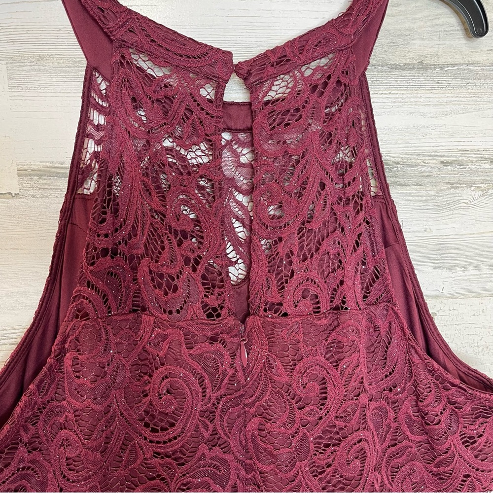 Torrid Plus Size 20 Mini Halter Burgundy Dress Skater - Picture 5 of 12